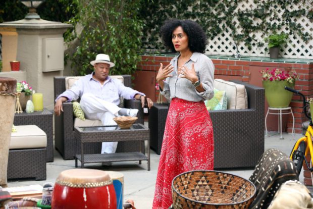 BLACK-ISH - "Pilot" - "black-ish," a bold new comedy that takes a multi-generational look at contemporary family issues, premieres WEDNESDAY, SEPTEMBER 24 (9:31-10:00 p.m., ET) on the ABC Television Network. Like any parents, Andre "Dre" (Anthony Anderson) and Rainbow (Tracee Ellis Ross) Johnson want to give their children the best. But their offspring's childhood is turning out to be much different than theirs. They now realize at least two things: There is a price to pay for giving their children more than what they ever had, and these loving parents are totally unprepared for the fallout. "Pops" (Laurence Fishburne), Dre's dad, takes every opportunity to offer his old school opinion on family issues. (ABC/Adam Taylor)_LAURENCE FISHBURNE, TRACEE ELLIS ROSS