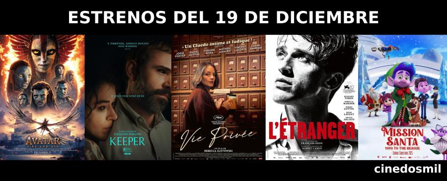 Estrenos de cine del 19 de diciembre de 2025 con Avatar Fuego y Ceniza, Keeper, Vida privada, El extranjero y Misión Santa