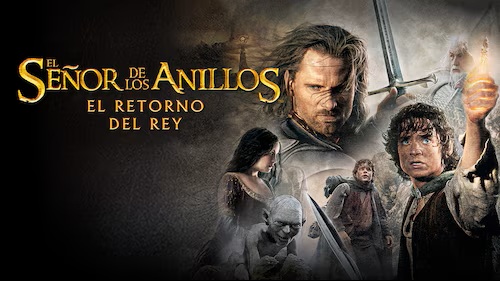 Aragorn en su coronación en El retorno del rey (2003), cierre épico del viaje de la Tierra Media en la trilogía de Peter Jackson.